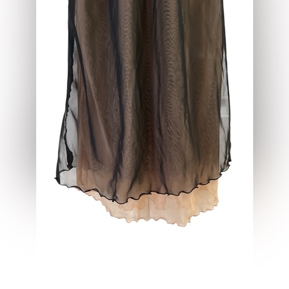 Black sheer lace midi slip dress night gown - Picture 3 of 6